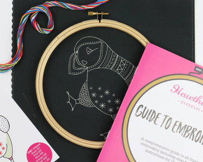 Black Puffin Embroidery Kit-Embroidery-Hawthorn Handmade-Acorns & Twigs