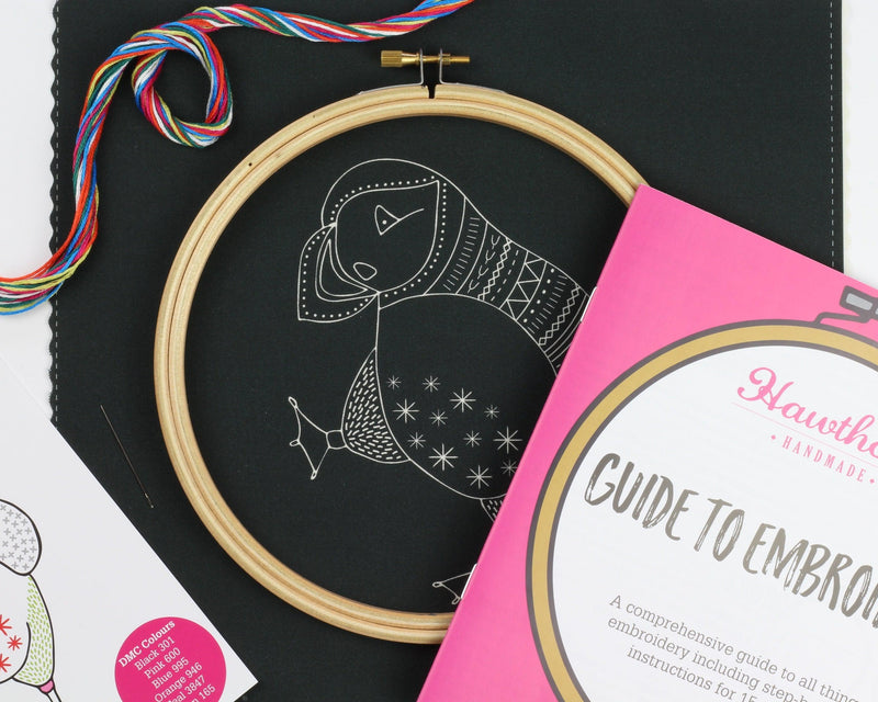 Black Puffin Embroidery Kit-Embroidery-Hawthorn Handmade-Acorns & Twigs