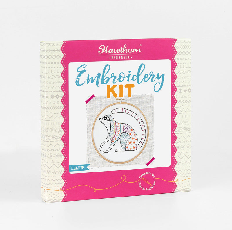 Ring-Tailed Lemur Embroidery Kit-Embroidery-Hawthorn Handmade-Acorns & Twigs