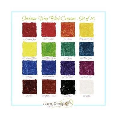 Stockmar Wax Block Crayons - Set of 16-Block Set-Stockmar-Acorns & Twigs